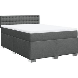 vidaXL - Boxspring - met - matras - stof - donkergrijsx200 - cm