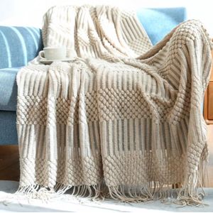 Bedspread, living blanket, boho blanket, soft knitted blanket, reversible blanket, cuddle blanket, couch blanket, bedspread, blanket, khaki, 150 x 240 cm