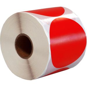 500 Etiketten Rond Rood 65 mm op Rol - Sluitzegel - Markeringspunten - Blanco ronde stickers - DULA