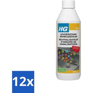 HG - Afvoerstank Verwijderaar - Reinigt & Ontgeurt - 10 Behandelingen - 500 g - Voordeelverpakking - 12 stuks