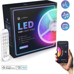 Lideka - LED Strip 3 Meter - Google & Alexa - RGB - incl. Afstandsbediening - incl. Kleurverandering - Zelfklevend - Verlichting - Led Lights - Led Light Strip - Licht strip