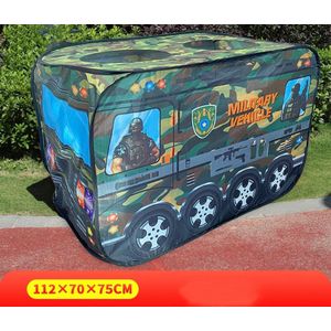 Speeltent militaire auto - Kindertent - Speelhuis - Speelgoed - Pop-up - Leger tank