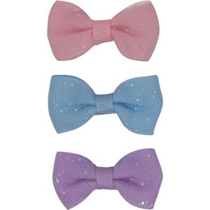 Jessidress® Haarclips Meisjes Haarclip met Chique Haarstrikjes - Paars/Blauw/Roze