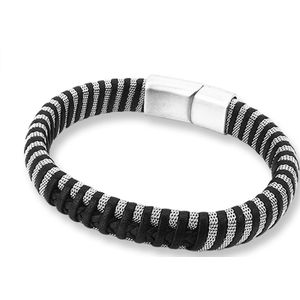 Amanto Armband Bill- 316L Staal - Leer - 12mm - ∅21cm