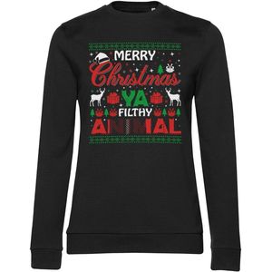 Hybris Damen Merry Christmas Ya Filthy Animal Girly Sweatshirt SH-53-16088-H71-1 Black-S