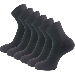 6 paar Compressie Quarter Sportsokken - SQOTTON® - Zwart - Maat 47-50