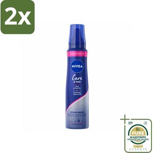 NIVEA - Stylingschuim - Verzorging & Stevigheid - Hittebescherming - 150 ml - Voordeelverpakking - 2 stuks - Langdurige fixatie - Hittebescherming