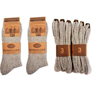 Noorse Sokken - Grijs - 6 paar - Maat 39-42