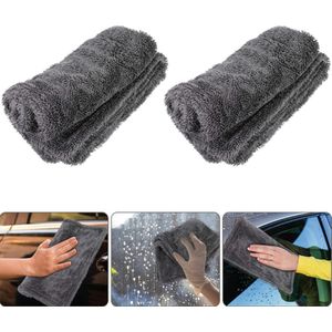 Auto Microvezeldoek - Superabsorberende Microvezeldoek - Auto Microvezel Handdoek - Microvezelreinigingsdoeken Voor Autowassen - Voor Autowas, Reiniging Thuis En Voor Het Drogen Van Huisdieren - 50x80 Cm - Grijs 2 Stuk