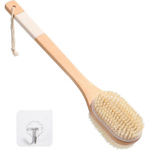 Lange Doucheborstel met Houten Handgreep - Massage en Reinigingsborstel voor Lichaam