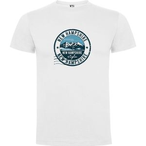 Wit Wanna have t-shirt voor de echter Amerika liefhebber Poststamp / Poststempel USA Amerikaanse staat New Hampshire Print Full Color merk Roly maat 104 3/4 jaar
