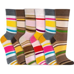 Vrolijke gestreepte sokken | Dames sokken | Merk: Socks4Fun | Maat: 35 t/m 42 | Kleur: Meerkleurig | 6 Paar