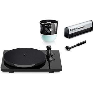 Pro-Ject Bundel E1 Phono Platenspeler + Pro-Ject Cleaning Set Advanced – Platenspeler HiFi – 3 accessoires Platenspeler Schoonmaakset Platenborstel Brush it – Naaldborstel Clean it - Voordeelbundel - Zwart