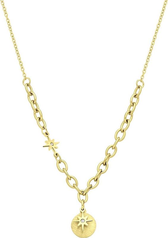 Lucardi - Gerecycled Stalen Goldplated Ketting - Goudkleurig - 50 cm