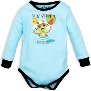 Nini- Turquoise romper met lange mouwen - SUMMER ROBOTS - biologisch katoen 86