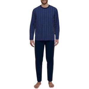 Götzburg Pyjama lange broek - Blau-dunkel-karo - maat S (S) - Heren Volwassenen - 100% katoen- 452247-4009-694-S