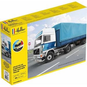 1:32 Heller 57703 Volvo F-12-20 Globetrotter w Trailer - Starter Kit Plastic Modelbouwpakket