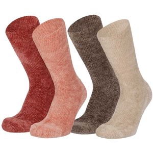Morethansocks - Dames bedsokken - Chenille - 4-Pack - Bedsokken dames - Warme sokken