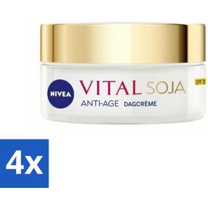 4 x NIVEA - VITAL Soja Dagcrème - Beschermende Anti-Veroudering Crème - Voor rijpe huid - SPF 30 - Met Soja-extract - 50 ml - Nivea Dagcrème - Anti-age Crème - Rimpelcrème - Soja-extract - Beschermende Dagcrème