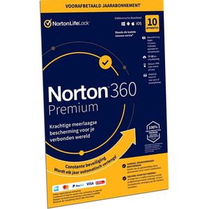 Norton 360 Premium 2023 - 10 apparaten - 1 jaar - Officiële retailverpakking