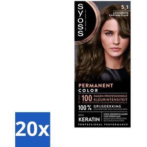 20 x SYOSS - Permanent Coloration 5-1 - Haarverf - Permanente Haarkleuring - Lichtbruin - Grijsdekking - Haarkleuring - Permanente Haarkleuring - Grijsdekking - Keratine - Haarverf
