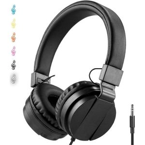 StayPowered Kinderhoofdtelefoon - Perfect Geluid en Comfort voor Jonge Luisteraars - Lichtgewicht - Opvouwbaar Design - Superzachte Oorkussens - Verstelbare Hoofdband - Krachtige 40 mm Drivers - Zwart - Levering Sneller dan Aangegeven!