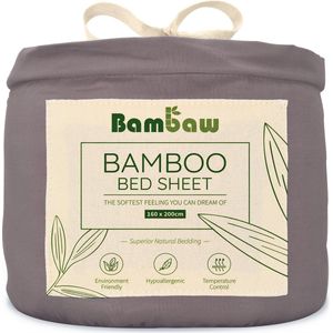 Bamboe Laken | Eco Laken 160 bij 200cm | Donkergrijs | Luxe Bamboe Beddengoed | Hypoallergeen laken | Puur Bamboe Viscose Rayon hoeslaken| Ultra-ademende Stof | Bambaw