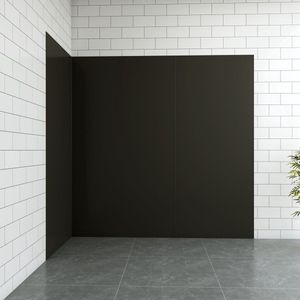 Aica B:90xL:(90+90)xH:210cm mat zwart aluminium composiet platen , 3 mm dik-Set van 3 douchewandpanelen inclusief profielen-Wandpanelen