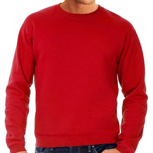 Grote maten sweater / sweatshirt trui rood met ronde hals voor heren - rode - basic sweaters 4XL (60)