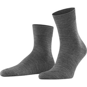 FALKE Airport warme ademende merinowol katoen sokken heren grijs - Maat 43-44