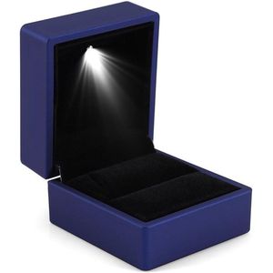 Modieuze LED-ringdoos - Verlichte ringdoos met interne LED-verlichting - Huwelijksaanzoek en verlovingsringdoos (blauw)