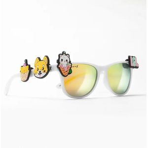 WildWinx - White Kawaii - Kinder zonnebril - kinderzonnebrillen meisjes - kinderzonnebrillen jongens - vanaf 3 jaar - uv400 bescherming - zonnebril - bedels - vintage - hip - stoer - design
