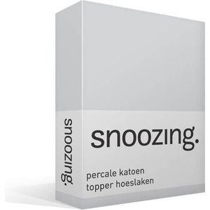 Snoozing - Topper - Hoeslaken  - Eenpersoons - 70x200 cm - Percale katoen - Grijs