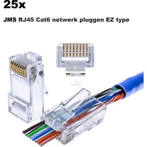 JMS® RJ45 Krimp Connectoren Met Doorsteekmontage Voor CAT6 Netwerkkabel (Vast/Flexibel) 25 Stuks (JMS-EZtype)