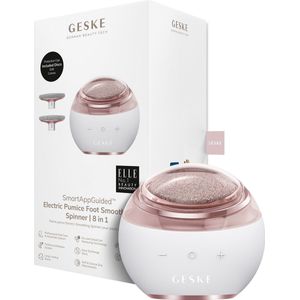 GESKE Electric Pumice Foot Smoothing Spinner | 8 in 1 | Elektrische Voetvijl & Exfoliator met Zachte & Grove Opzetstukken | Langdurige Puimsteen | Voor Zachte Voeten & Pedicure