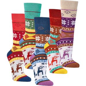 Dames thermo sokken ""Hygge""- Scandinavisch kleurrijk design- Dikke, verwarmende kwaliteit- Maat 35/38 - 2 paar
