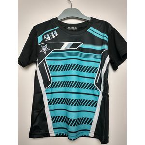 Jongens T-shirt Max fantasiemotief blauw zwart wit grijs 98/104