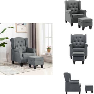 vidaXL Armstoel - Armstoelen - Armstoel Met Voetenbank - Armstoelen Met Voetenbanken - Fauteuil met voetenbankje stof lichtgrijs