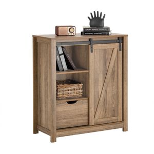 SoBuy FSB59-BR Onderkast - Wood Composite Buffetkast met Schuifdeur & Wielen