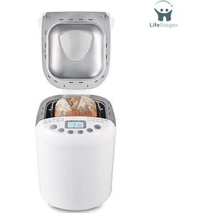 LifeStages - Broodbakmachine - 19 Bakprogramma's - 3 Bruiningsniveaus - Warmhoudfunctie - 550 Watt - Tot 1000 G - Wit