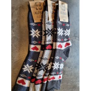 3 Paar - 100% Alpaca Wollen Sokken - Maat 39-42 - Huissokken - Wintersokken - Cadeau Artikel - Kerstsokken