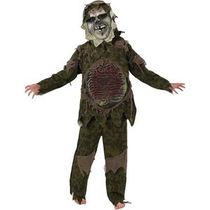 Zombiekostuum voor kinderen, Halloween-kostuum voor kinderen, griezelig Halloween-skelet, zombiekostuum voor jongens en meisjes, realistisch eng zombie-kostuum met zombiemasker voor Halloween, S