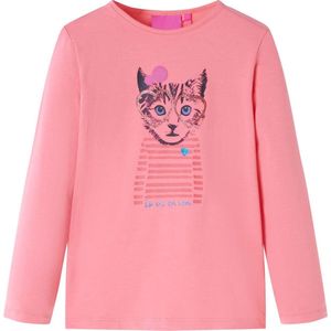 vidaXL - Kindershirt - met - lange - mouwen - 92 - roze
