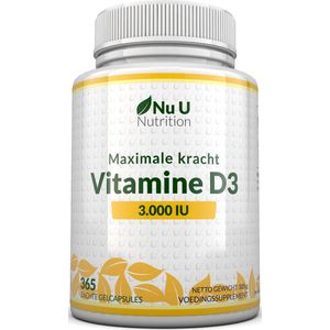 NuU Nutrition - Vitamine D3 - 3000 IU - 365 Softgels - Jaarvoorraad