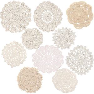 10 stks Gehaakte Doilies Katoen Handgemaakte - Ronde Gehaakte Kant Tafel Placemats - Value Pack Cup Mat - Katoen Onderzetter - 4-6 inch - Ronde Bisque Vintage Bruiloft Thee Party .