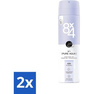 8 x 4 Deospray - No.1 Pure Aqua - Deodorant - Zuivere Frisse Geur - 150 ml - Voordeelverpakking - 2 stuks
