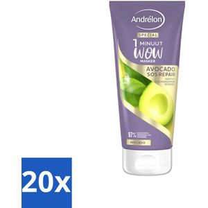 Andrélon - 1 Minuut Wow Haarmasker - Avocado SOS Repair - 180 ml - Bulkverpakking - 20 stuks