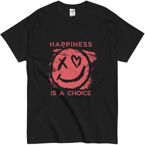 Inspirerend Shirt met Tekst en Edgy Smiley - Positieve Lifestyle T Shirt Dames Heren - Zwart - 3XL