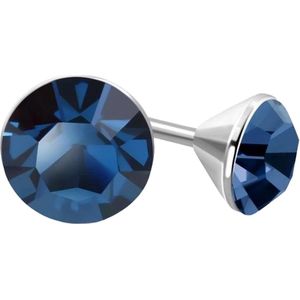 Aramat Jewels - Ronde Serie - Oorknopjes - Staal - Blauw Kristal - 3mm - Elegante Oorbellen - Stijlvol Accessoire - Vrouw - Man - Kind - Cadeau tip - Feestdagen