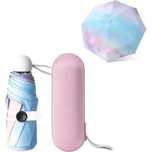 Compacte Paraplu Winddicht Sterk,Opvouwbare Reisparaplu,8 Ribben Mini Paraplu met Capsulegeval,UV-Bescherming Paraplu met Ergonomisch Handvat,Regenboog Draagbare Zakparaplu voor Dames Heren,Snel Droog